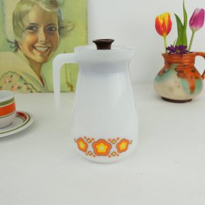 Schott and Gen Mainz Jenaer mini limonade kan of pitcher, oranje bloemen afbeelding