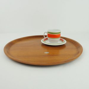 Vintage dienblad Plywood, rond