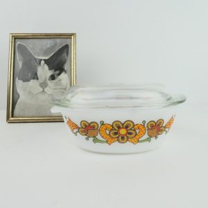 Vintage ovenschaal Schott Gen bloem klein