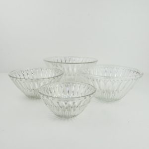 Art Deco nestschalen, glas, set 4 persglazen patroon