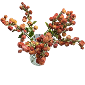 Kunstbloemen – pompomtak – oranje/bruin – 50 cm – 1 stuks