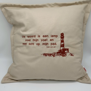 Kussen Uw Woord is een lamp – zand