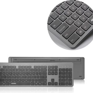Accezz Draadloos Toetsenbord met Bluetooth – QWERTY – Ondersteunt Android, iOS en Windows – Ergonomisch design – Grijs