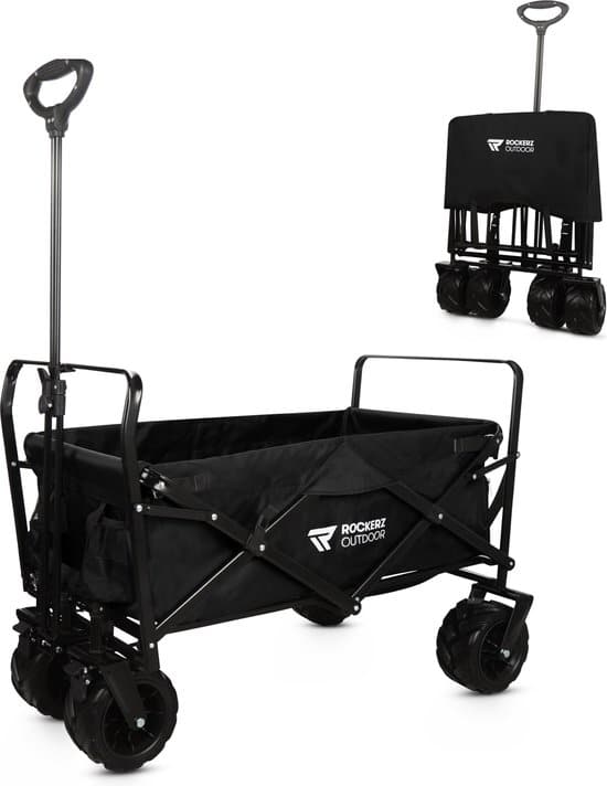 Bolderkar – Bolderwagen – Kleur: Zwart – Opvouwbaar – XL inhoud (12OL) – Inclusief veiligheidsriemen – Tot 100 kg draagvermogen – Handige… - Afbeelding 2