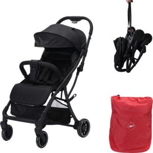 Cabino Buggy Compact V2 / Plooibuggy tot 22 kg Lichtgewicht & Compact voor het vliegtuig – Zwart