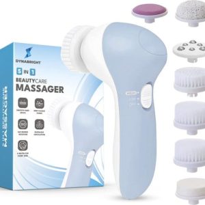 DynaBright 5-in-1 Elektrische Gezichtsreiniger – Incl. 5 Borstels – Blauw- Draadloos – Face Cleaner – Massage – Make-up – Gezichtsborstel -…