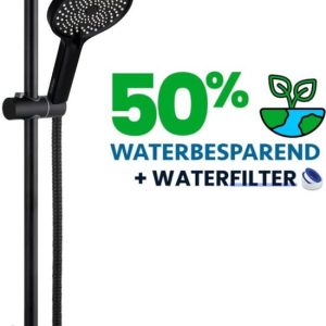EcoRain Waterbesparende Doucheset met Handdouche Charly – Zonder Thermostaat Kraan – Zwart