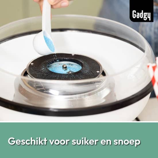 Gadgy Suikerspinmachine Retro Blauw – Met 10 Stokjes en Maatlepel – Suikerspinmakers – Snoep – Kinderfeestje - Afbeelding 7