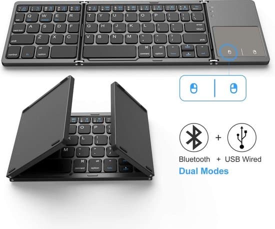 Igoods Toetsenbord Draadloos – Wireless Keyboard – Opvouwbaar Mini Bluetooth Toetsenbord met Touchpad – QWERTY Toetsenbord – BT 3.0 – Universeel -… - Afbeelding 3