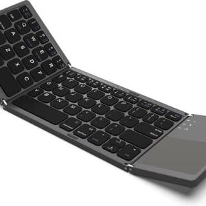Igoods Toetsenbord Draadloos – Wireless Keyboard – Opvouwbaar Mini Bluetooth Toetsenbord met Touchpad – QWERTY Toetsenbord – BT 3.0 – Universeel -…