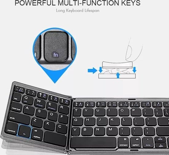 Igoods Toetsenbord Draadloos – Wireless Keyboard – Opvouwbaar Mini Bluetooth Toetsenbord met Touchpad – QWERTY Toetsenbord – BT 3.0 – Universeel -… - Afbeelding 5