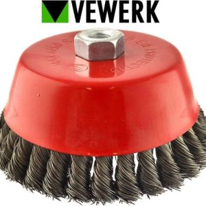 Komborstel / Staalborstel 150 mm met getordeerd draad voor haakse slijper