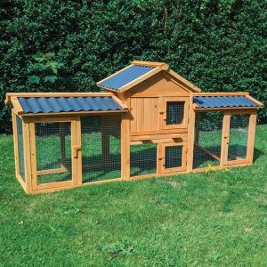 Konijnenhok -Konijnenhok voor Buiten – Knaagdieren Kooi – Cavia Kooi – Dierenverblijf – PVC-golfdak – 200cm