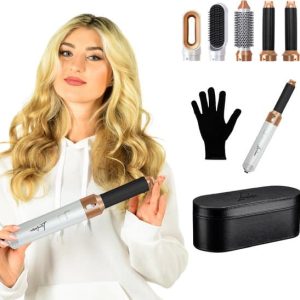 Livaliora 5-in-1 Föhnborstel – 5-in-1 Set – Multistyler – Stijlborstel – Föhnborstel Roterend – Krultang met Opzetstukken – Haardroger met Borstel…