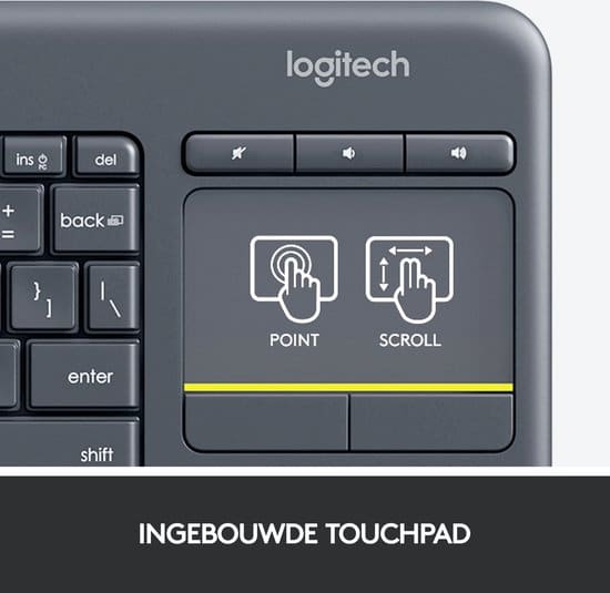 Logitech K400 Plus – Draadloos Touch Toetsenbord – QWERTY ISO – Zwart - Afbeelding 4