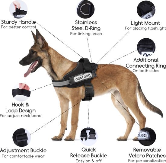 Nobleza 42ZHH – Hondentuigje – Anti-Trek Tuig – Honden Harness – Reflecterend – Zwart – Maat S - Afbeelding 5