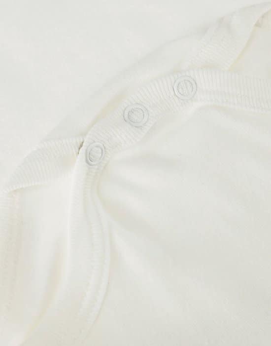 Petit Bateau Set van 2 witte babyrompertjes met korte mouwen Unisex Rompertje – Wit – Maat 62 - Afbeelding 3