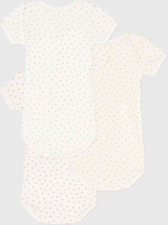 Petit Bateau Set van 3 body’s met korte mouwen en hartjes in katoen Meisjes Rompertje – Maat 92/98 - Afbeelding 3
