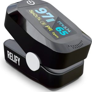 Relify Saturatiemeter zuurstofmeter vinger – Bloeddrukmeter – Oximeter – Hart, Bloed & Zuurstofmeter – Medische kwalificatie – Incl. Batterijen &…