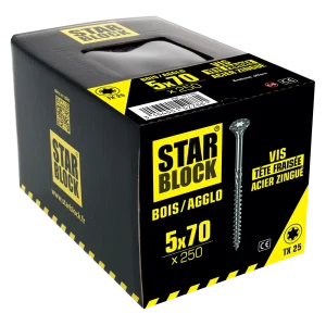 Starblock hout/spaanplaat TX 5*70mm 250st