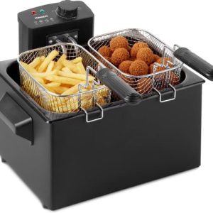 Tomado TDF5001B – Frituurpan – 5 liter – Koude zone – 1 grote en 2 kleine manden – Zwart