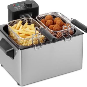 Tomado TDF5001S – Frituurpan – 5 liter – Koude zone – 1 grote en 2 kleine manden – RVS